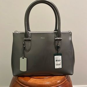 Lauren Ralph Lauren Taylor double zipper satchel/crossbody - grey/pewter